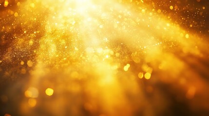 Naklejka premium Golden Sparkles: A mesmerizing abstract background with a burst of golden light and glittering particles, evoking a sense of warmth, celebration, and hope.