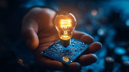 Light Bulb on Circuit Board: A Symbol of Innovation