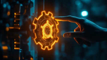 Glowing Cogwheel: A Symbol of Technological Innovation