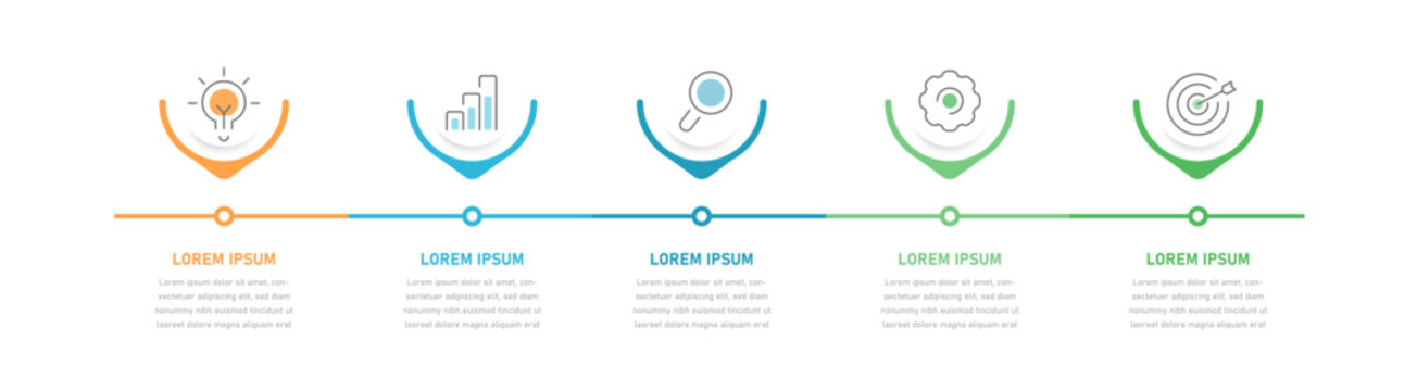 An infographic timeline consisting of 3 stages can be used for presentations