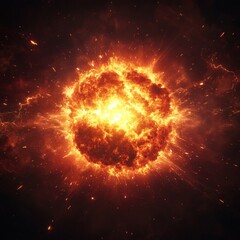 Abstract representation of a powerful atomic explosion set against a dark backdrop, symbolizing energy and impact on a global scale.
