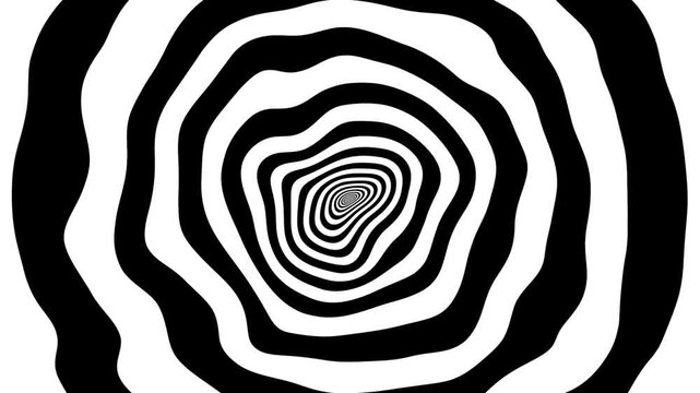 Abstract black circle shapes tunnel animation - loop violet white background