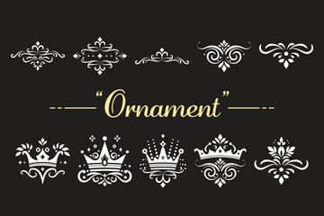 Set of Golden Vintage mandala ornament, Beautiful floral ornament, mandala pattern stencil, classic ornate flower, crown ornament designs. suitable for laser cut or wedding invitation element.