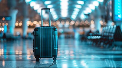 Suitcase, travel bag in airport. Travel background illustration generated by ai