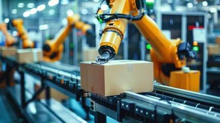 Industrial Robot Arm Automation in Manufacturing Facility
