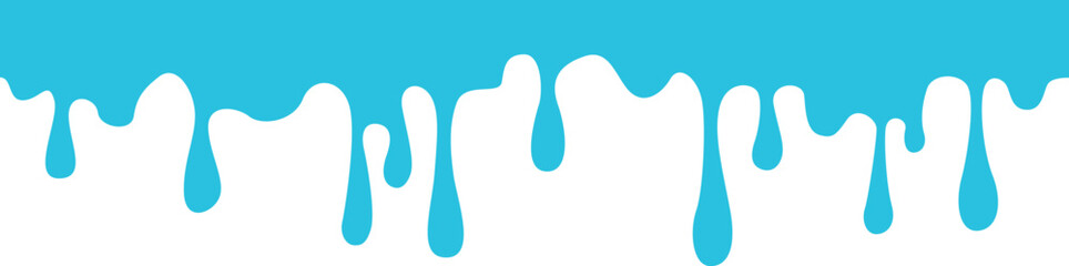 Leaking water border. Blue liquid spilling from top