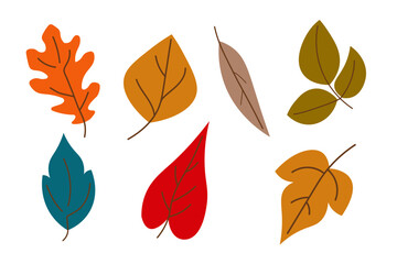 Set of colored autumn leaves