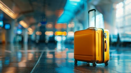 Suitcase, travel bag in airport. Travel background illustration generated by ai