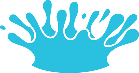 Fototapeta premium Water splash icon. Blue crown drops. Drink motion