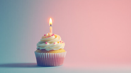 cupcake with candle copy space