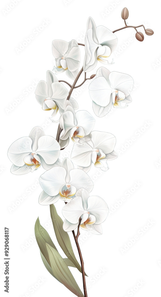 Sticker Wallpaper white orchid chandelier blossom flower.