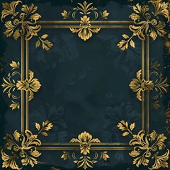 Elegant Damask Frame with Rich Patterns and Deep Colors for Formal Invitations or Classic Background Concept