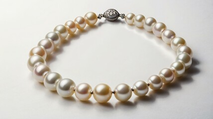Isolated elegant pearl necklace on a white background, emphasizing its timeless beauty and classic design. Generative AI