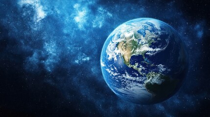 Earth with North America Visible from Space with Starry Background