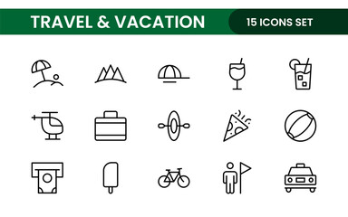 Travel and Vacation Outline Icon illustration. Editable line icon set.