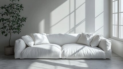 Minimalist Interior Design Featuring a Clean White Sofa and Modern Accents