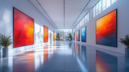 Modern Art Gallery with Clean Lines and Minimalist Decor