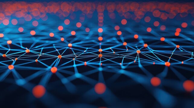 Closeup of AI algorithms creating a defense grid, cyber security system