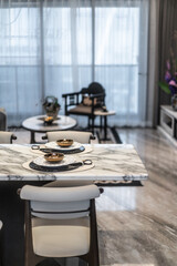 dining table with dishes