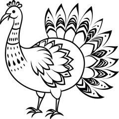 decorative tribal turkey line art illustration