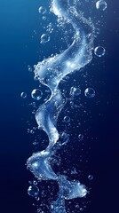 Fototapeta premium Water Running and Dripping on Blue Background, Abstract Image, Texture, Pattern, Wallpaper, Cover and Screen of Smartphone, Cell Phone, Computer, Laptop, 9:16 and 16:9 Format