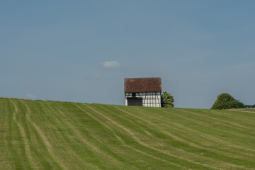 Obraz premium View to the timbered barn in the area Waldeck-Frankenberg
