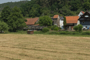 View to the bridge at the german village called Ederbringhausen