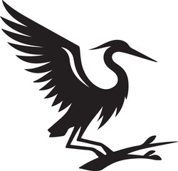 Heron icon silhouette vector art illustration