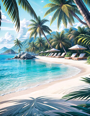 Fototapeta premium Beautiful landscapes of paradisiacal beaches and sea, good for living, sightseeing, vacations and holidays.