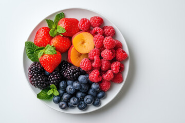 Healthy mix of strawberries, raspberries, and blueberries