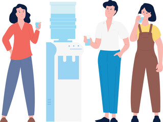 Collegues talking on work break and drink water