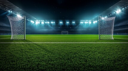Fototapeta premium Soccer Stadium at Night: A Dramatic Scene