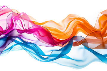 A cascade of multicolored satin ribbons flowing gracefully against a pure white background.