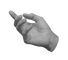 Hand gesture, sign, pointer, index finger indicating, showing isolated on white background.