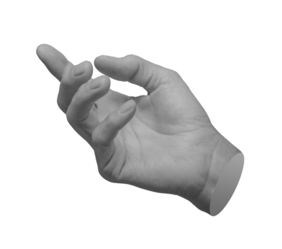 Hand gesture, sign, pointer, index finger indicating, showing isolated on white background.