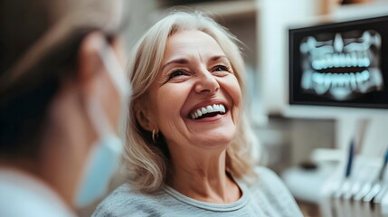 Smiling Elderly Woman Dental Checkup Healthy Teeth Happiness Confidence
