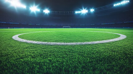 Obraz premium Soccer Field at Night: A Stadium Ready for the Game