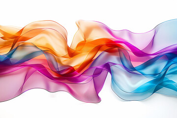 A cascade of multicolored satin ribbons flowing gracefully against a pure white background.
