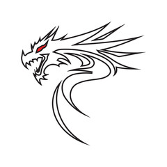 dragon. logos and tattoos. black and white outline design style. Suitable for e-sports, games, squads, etc. design template vector