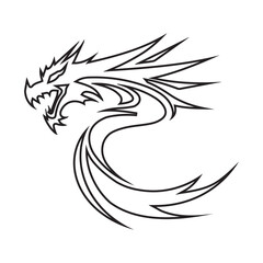 dragon. logos and tattoos. black and white outline design style. Suitable for e-sports, games, squads, etc. design template vector