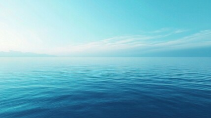 Fototapeta premium A tranquil expanse of blue, where the ocean meets the sky on a calm and sunny day. 