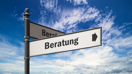 Fototapeta premium Signposts the direct way to Consulting