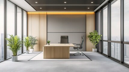 Fototapeta premium Modern Executive Office with City View 