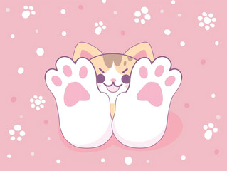 2d flat illustration of cat paws on a simple background. Cute cartoon style.