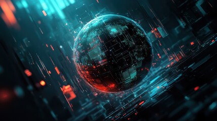 Fototapeta premium Abstract Digital Sphere in a Futuristic Cyberspace