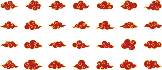 Collection of red cloud in Chinese Asian style