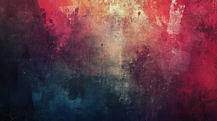 Fototapeta premium Abstract Grunge Background: Vibrant hues of red, orange, yellow, and blue blend in a captivating abstract grunge background, creating a sense of depth and texture. 