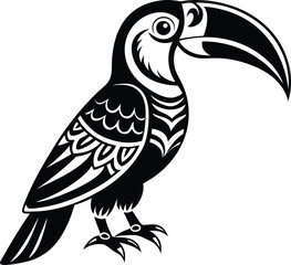 Toucan bird silhouette illustration black and white