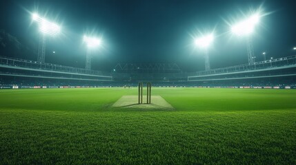Cricket Stadium at Night: A Thrilling Game Under the Lights