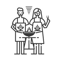 Couple Cooking Together on a Grill